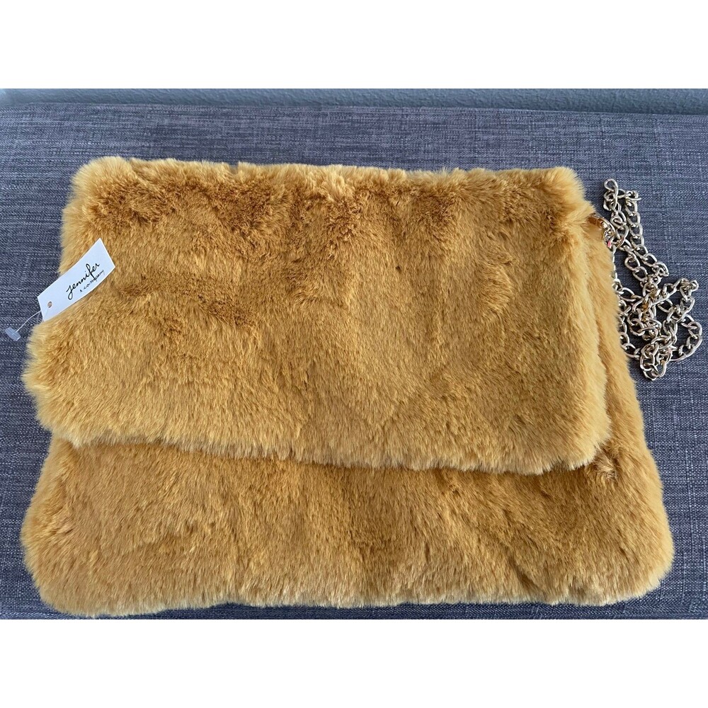 New Jennifer & Company Faux Fur Women's Shoulder Bag w/ Chain Strap